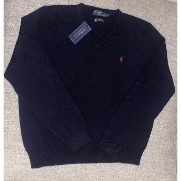 Polo Ralph Lauren Other - Polo Ralph Lauren Men's Sweater 100% Lambs Wool Navy V-Neck XXL Long Sleeve NWT